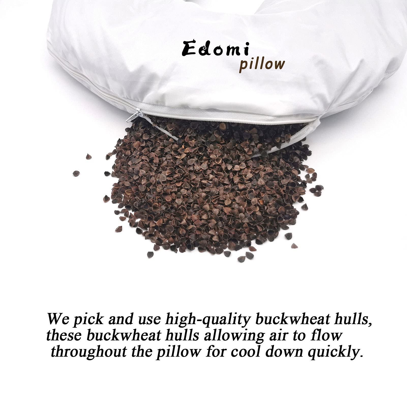 Edomi Edomi Buckwheat Neck Pillow for Sleeping U Shaped Pillow Cooling Travel Head Support Pillow for Side Sleepers Buckwheat Hulls Concealed Zipper (12x12 inch,Macaron Light-Tan)