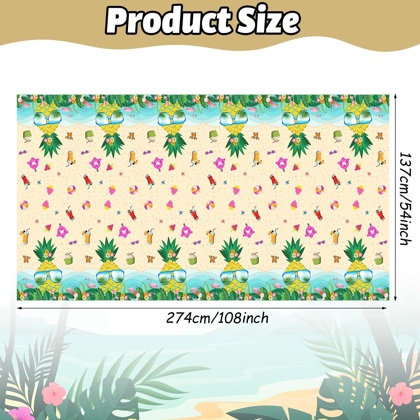 Domgoge Domgoge Hawaii Table Cloth Pineapples Flamingos Plastic Table Cover Tropical Luau Tablecloth Rectangular Tablecloths Disposable Waterproof Table Cloths for Kids Birthday Beach Party Supplies, 1pc