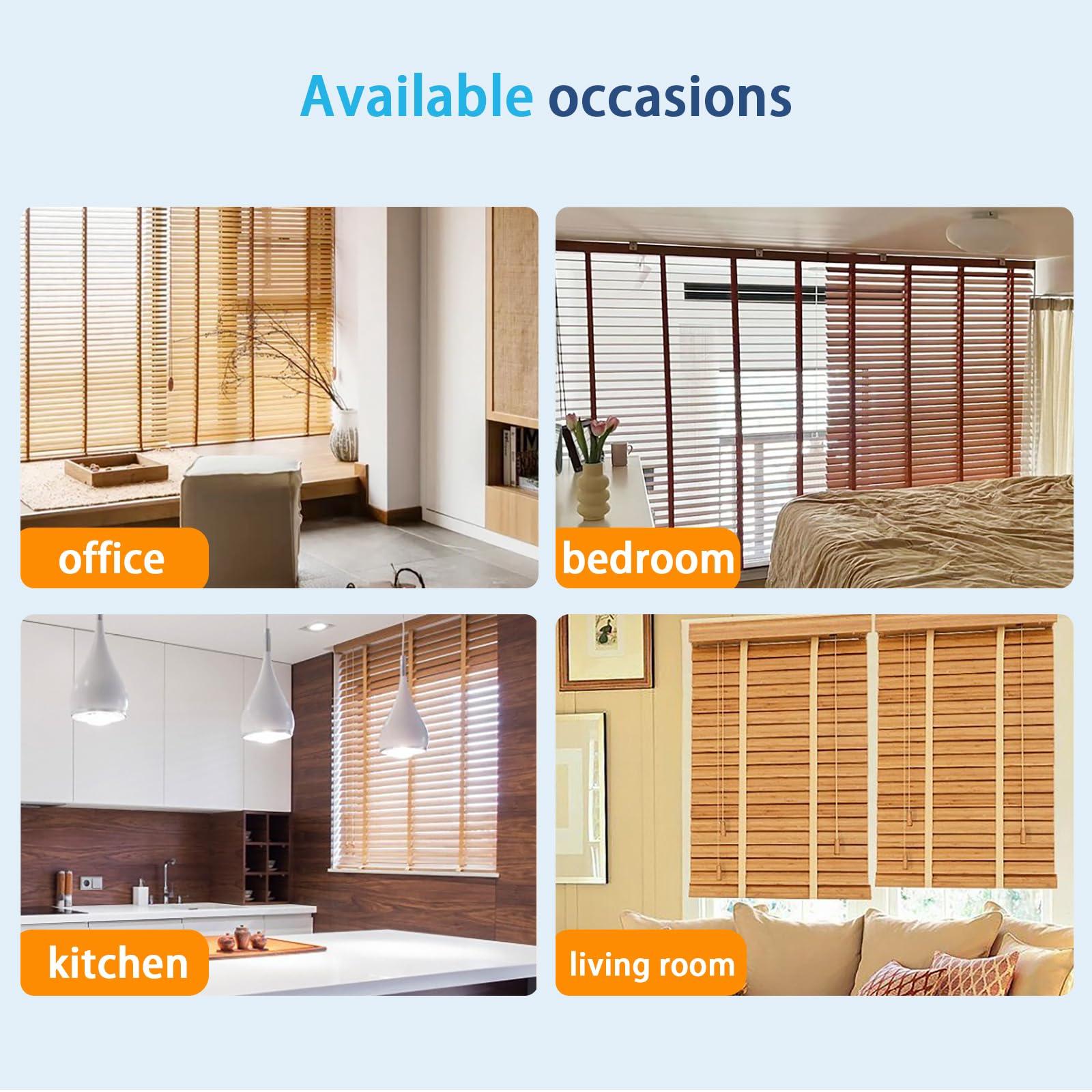 FERFXN Wood Blinds Faux Blinds Cordless Horizontal Venetian Blinds Faux Wood Blinds Light Filtering Blinds for Windows Room Darkening Blinds,Blinds & Shades for Window-130x90cm/51.2x35.4in(WxH)