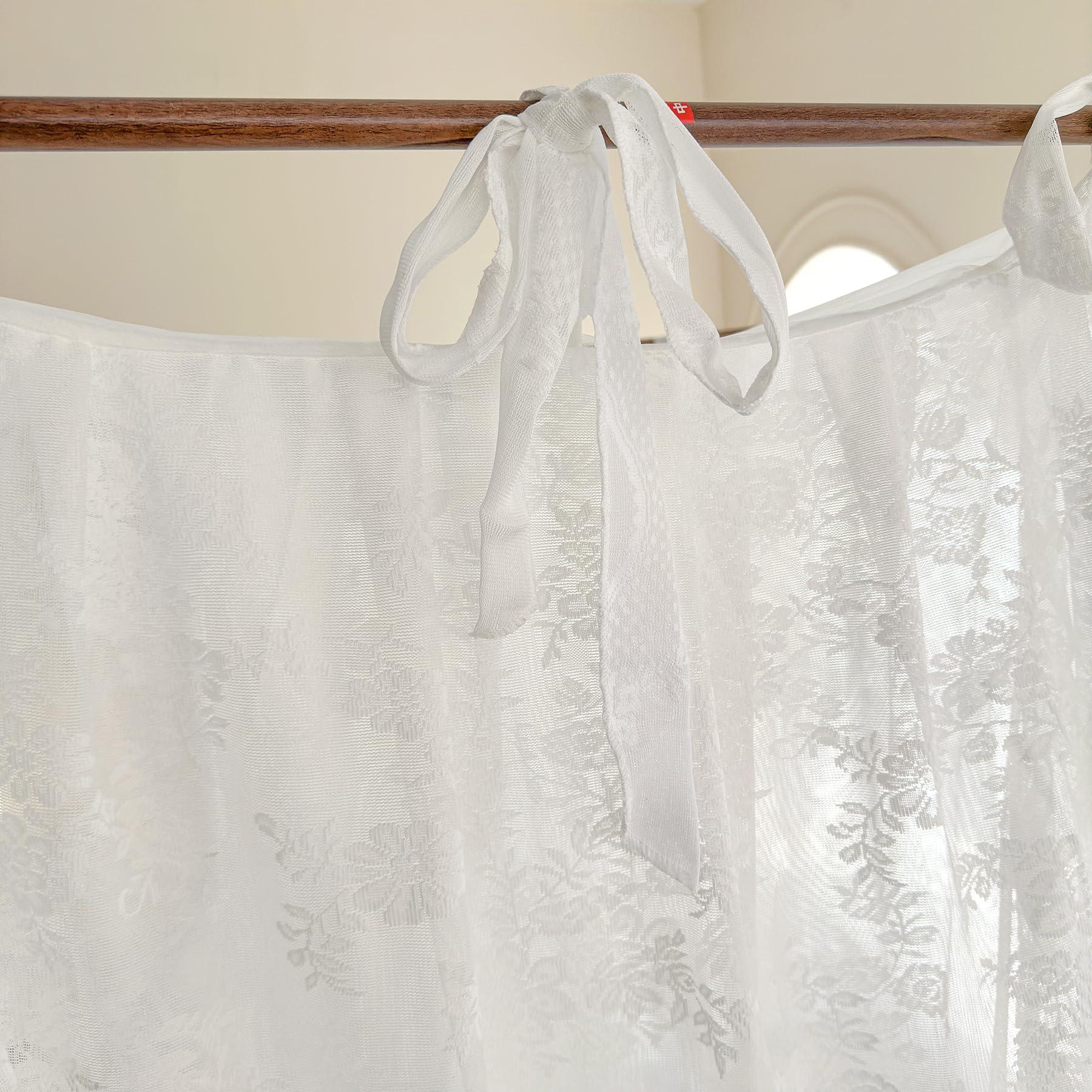 Mengersi Mengersi Canopy Bed Curtains with Tie Backs,Bed Canopy Curtains Bed Drapes Sheer Curtains for Bedroom DecorKing,White