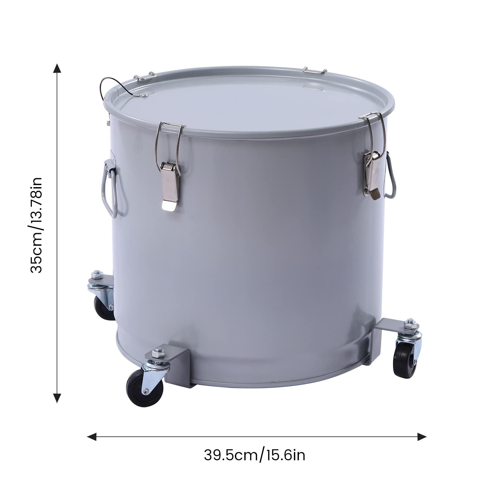 CHALIGHT 40L/10Gal Fryer Grease Bucket Silver Deep Fryer Oil Disposal Caddy Steel Fryer Oil Bucket Bacon Grease Container Oil Container Cooking Oil Filter Oilless Turkey Fryer w/Lid & Filter Bag