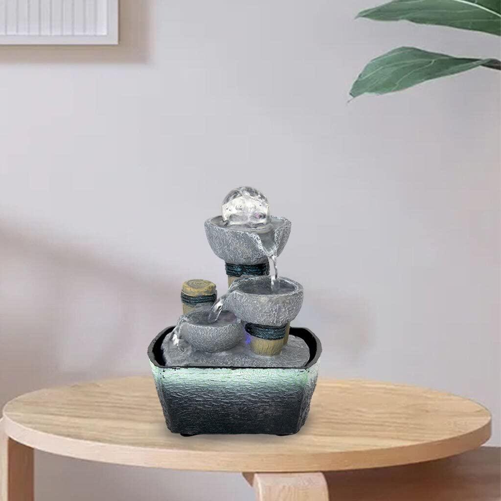 RSLEE RSLEE Indoor Water Fountains Small Tabletop Water Fountain Running Water with LED Lights Feng Shui Zen Decoration Waterfall Fountain for Office Home Indoor Waterfall Fountain