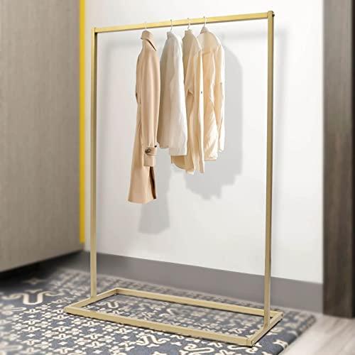 kunghei kunghei 59 Inch Hanging Clothes Rack Metal Garment Rack for Home or Boutique Clothing Store Retail Display Rack, Heavy Duty Gold Clothing Rack Closet Hanging Rod Storage Bar Floor Standing