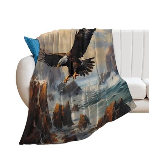 hRcstcS Bald Eagle Blanket Soft Fleece Throw Blanket Lightweight Plush Blanket Couch Throw Warm Blankets for Women Men 30\"*40\"76 * 100cm