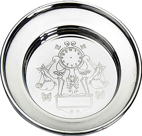 I LUV LTD I LUV LTD Christening Pewter Stork Plate Baby Name Weight Date Time Engravable