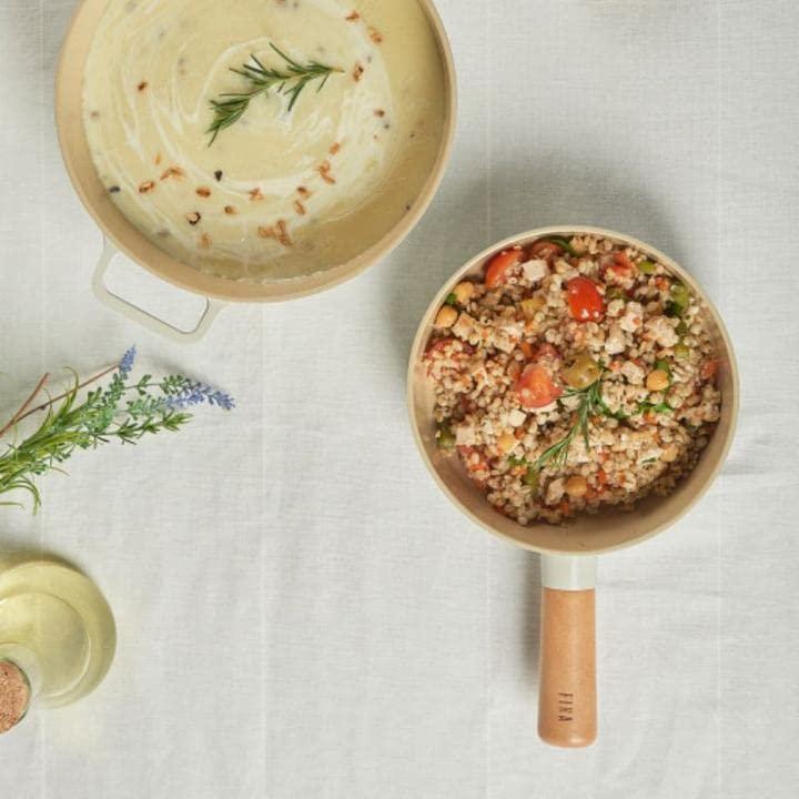 Neoflam Neoflam FIKA 4-Piece Home Kitchen Essential Mini Cookware Pan and Pot Set with Lid, Nonstick Ceramic Coating, Induction, Made in Korea