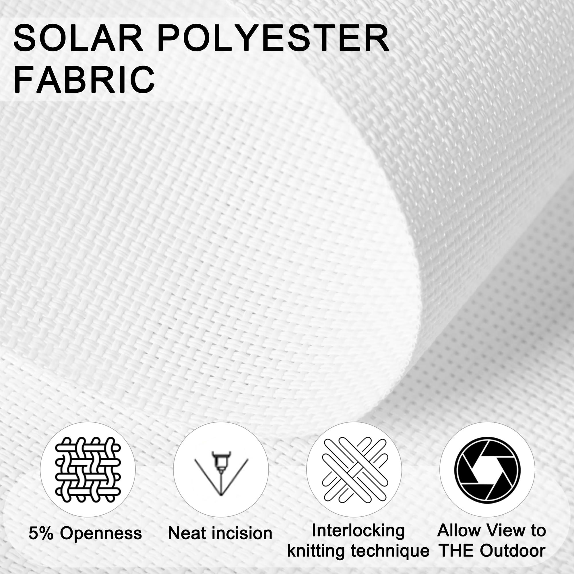 Sulugood Sulugood Light Filtering Roller Shades for Window 5% Openness Cordless Roller Blinds Solar Shades,UV Protection Fabric,Easy Installation Shades for Home, Hotel, Office,White.45 W x 64" H