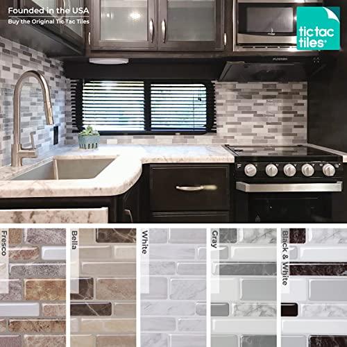 Tic Tac Tiles Tic Tac Tiles Peel and Stick Self Adhesive Removable Stick On Kitchen Backsplash Bathroom 3D Wall Sticker Wallpaper Tiles in Polito Designs (10 Sheets, Grigio)