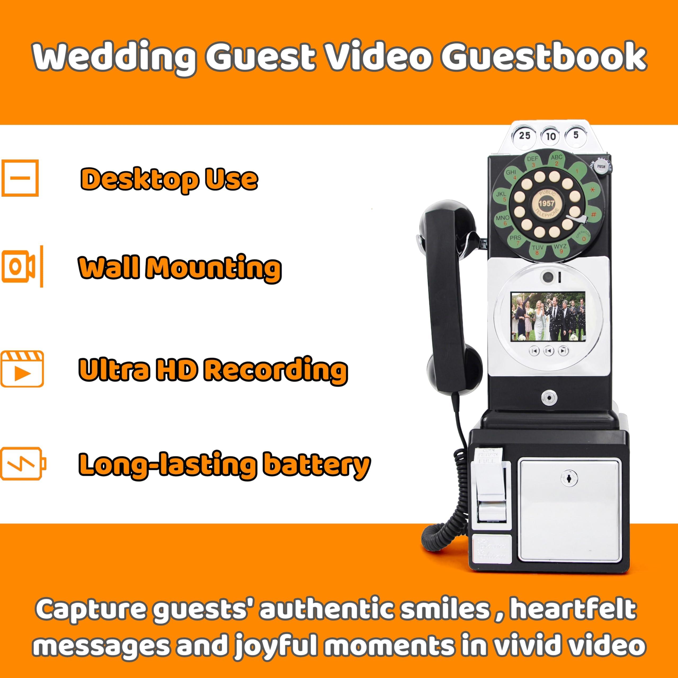 RetroVox Video & Audio Guest Book Wedding Phone Guestbook Creative Easy to Use & Fun Engagements Anniversaries Baby Showers Graduation (Black)