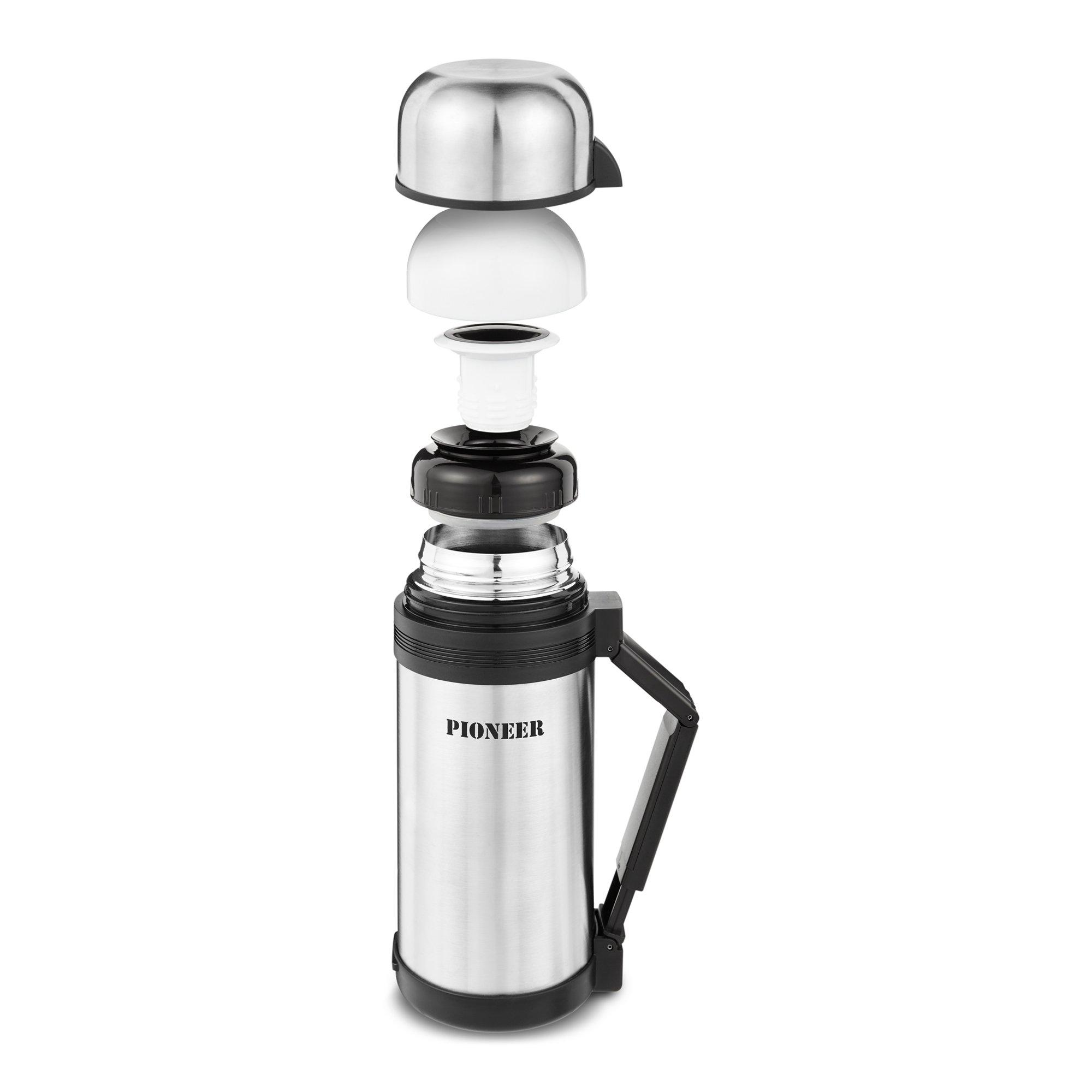 Pioneer Pioneer Vacuum Insulated Leakproof Flask with 2 Cups and Retractable Handle, Stainless Steel, 1200 ml SVP1200