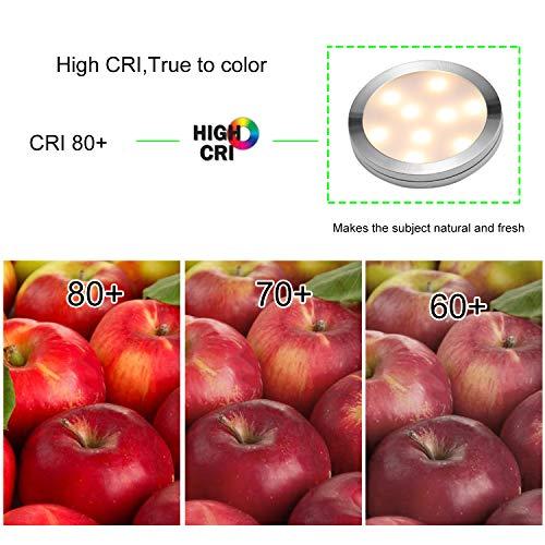 AIBOO AIBOO Linkable Under Cabinet LED Lighting 12V Dimmable Puck Lights with Wireless RF Remote Control, Hardwired & Wall Plug in for Furniture Cupboard Lighting(10 Lights, Warm White)