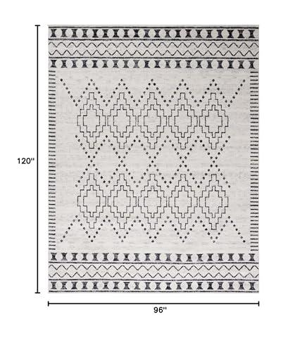 Safavieh SAFAVIEH Tulum Collection Area Rug - 8' x 10', Black & Ivory, Moroccan Boho Tribal Design, Non-Shedding & Easy Care, Ideal for High Traffic Areas in Living Room, Bedroom (TUL646Z)