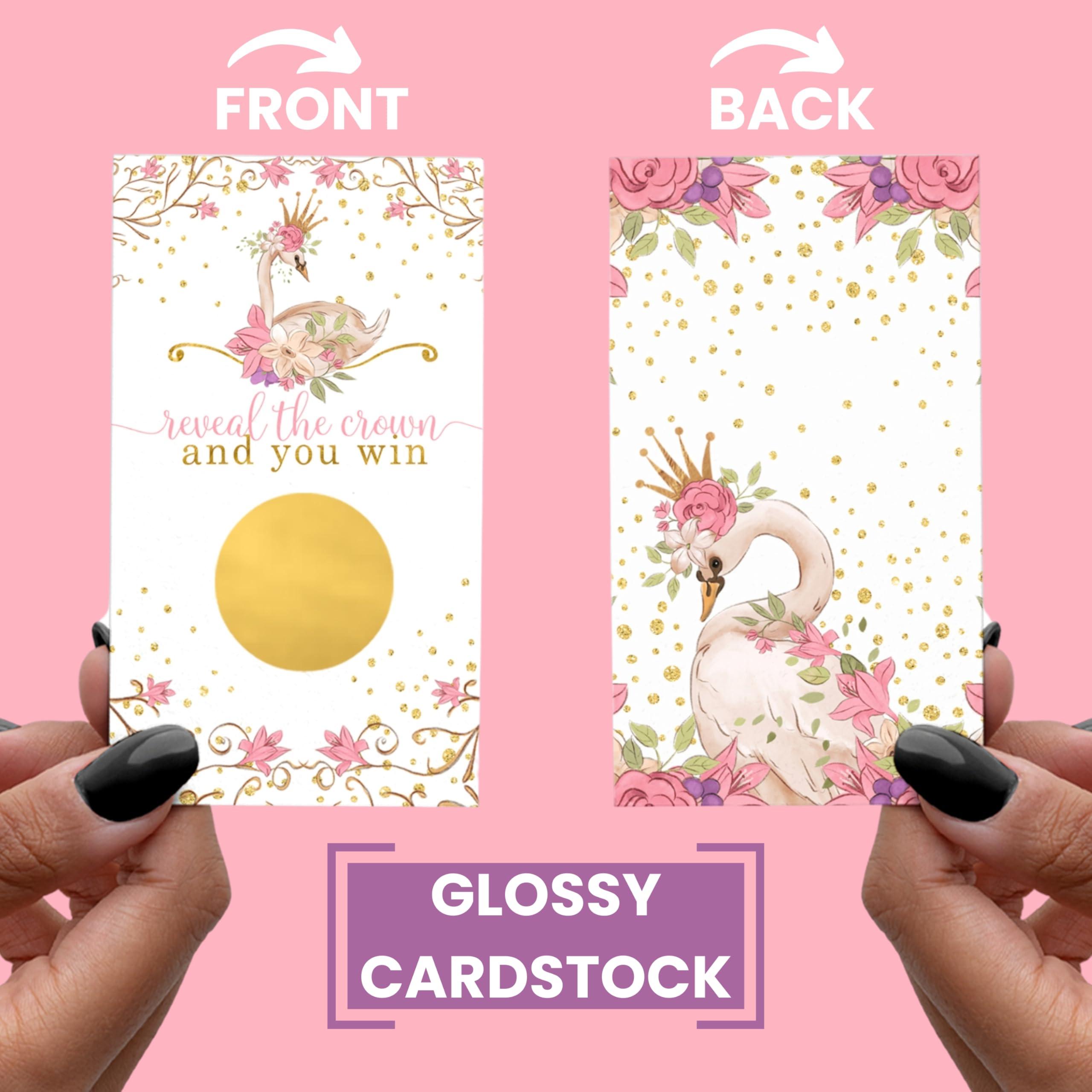 Paper Clever Party Paper Clever Party Swan Princess Baby Shower Games for Girl - 30 Cards - Fun Scratch Off Game Guest Activities to Reveal Prizes Favors Ideas Enchanting Theme Pink and Gold