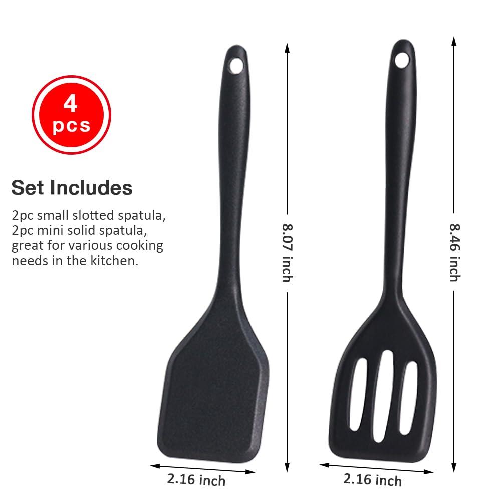 Pharamat Pharamat Small Silicone Serving Spatula Set of 4, Mini Silicone Spatula Turner for Kitchen Use, Small Silicone Spatulas for Egg, Steak, Pancake