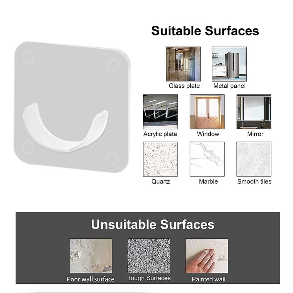 HALOC 2/4PCS Shower Curtain Rod Mount Holder for Wall Adhesive Bathroom Shower Rod Tension Retainer No Drilling Stick for Closet,Small,2pcs