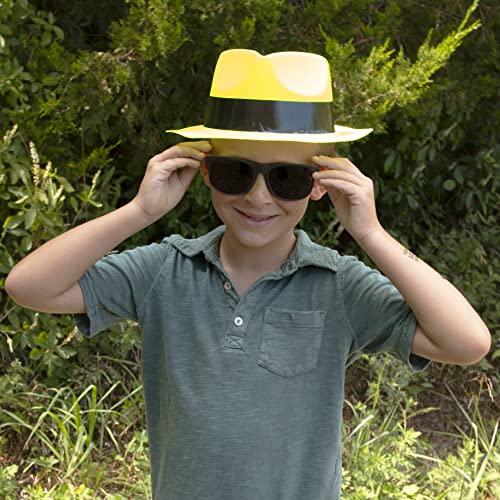 Funny Party Hats Funny Party Hats Neon Party Supplies - Fedora Party Hats with Party Sunglasses - Gangster Party - 24 Pc Set