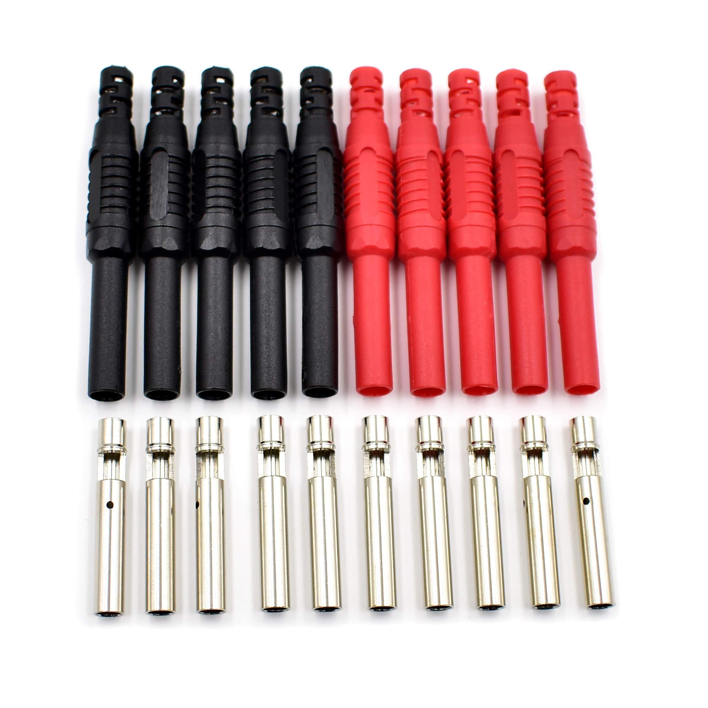 zhenyu 10Pcs Brass Insulated Safety Shrouded 4mm Female Banana Plug Jack Socket Solder Cable Connector