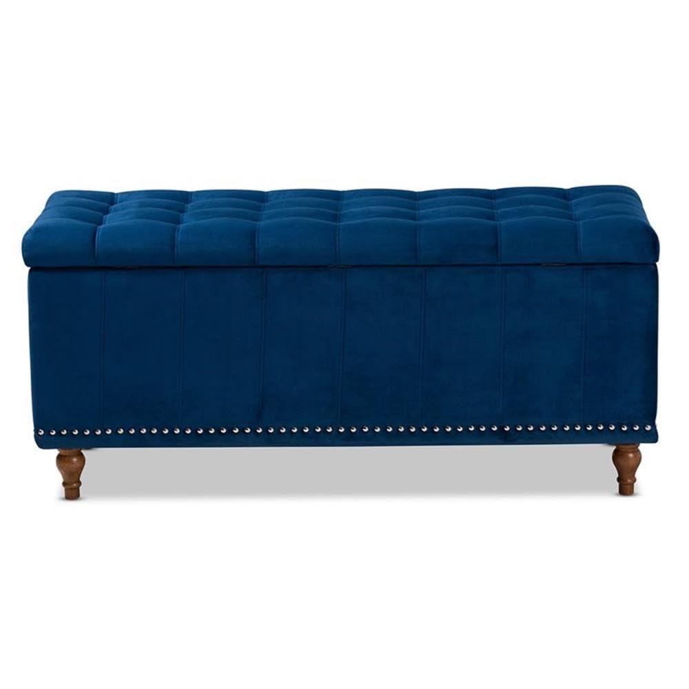Baxton Studio Baxton Studio Kaylee Modern and Contemporary Navy Blue Velvet Fabric Upholstered Button-Tufted Storage Ottoman Bench