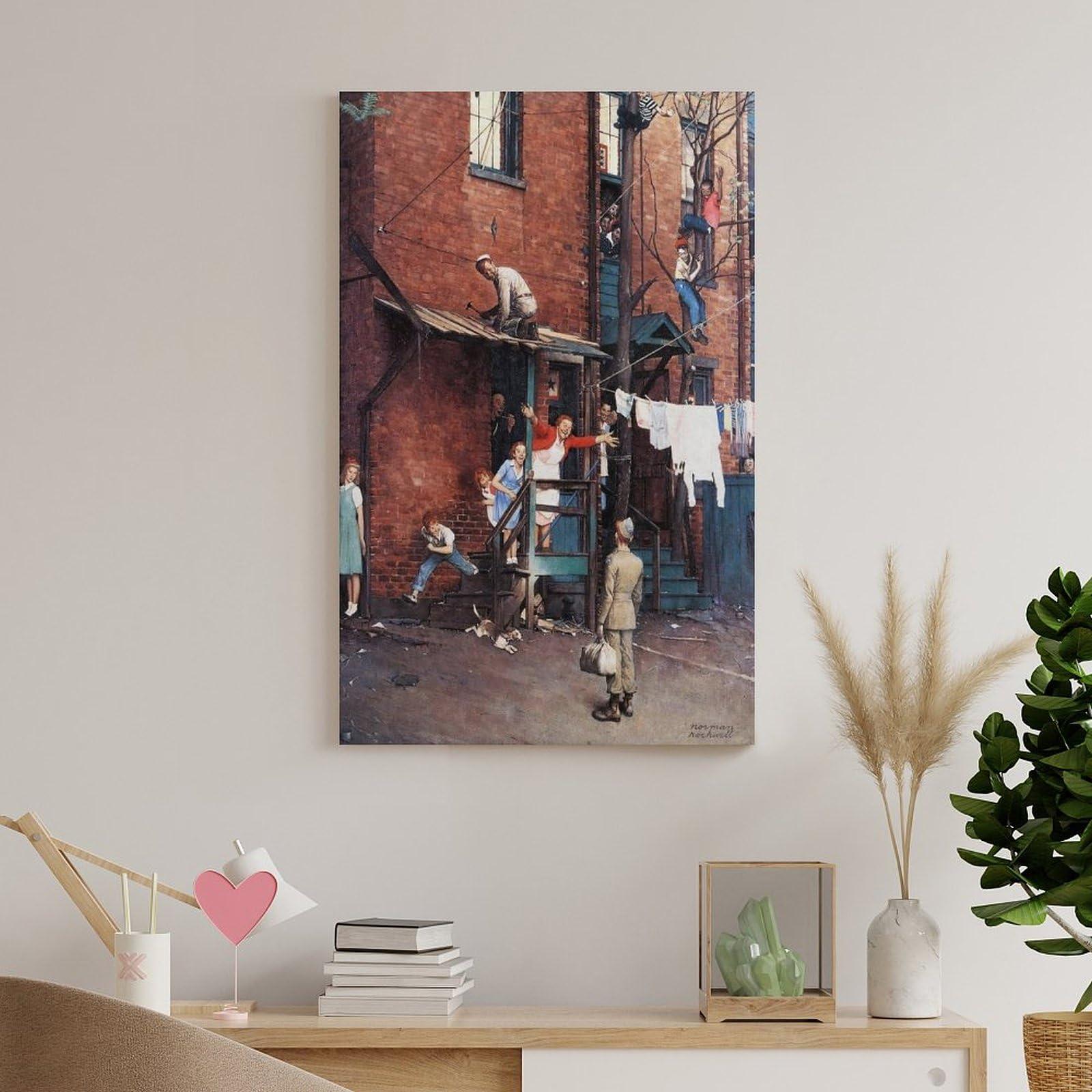 GERRIT Homecoming G.I. by Norman Rockwell Poster Canvas Wall Art Poster For Room Aesthetic And DecorCanvas Painting Posters And Prints Wall Art Pictures for Living Room Bedroom Decor 20x30inch(50x75cm) Unfr
