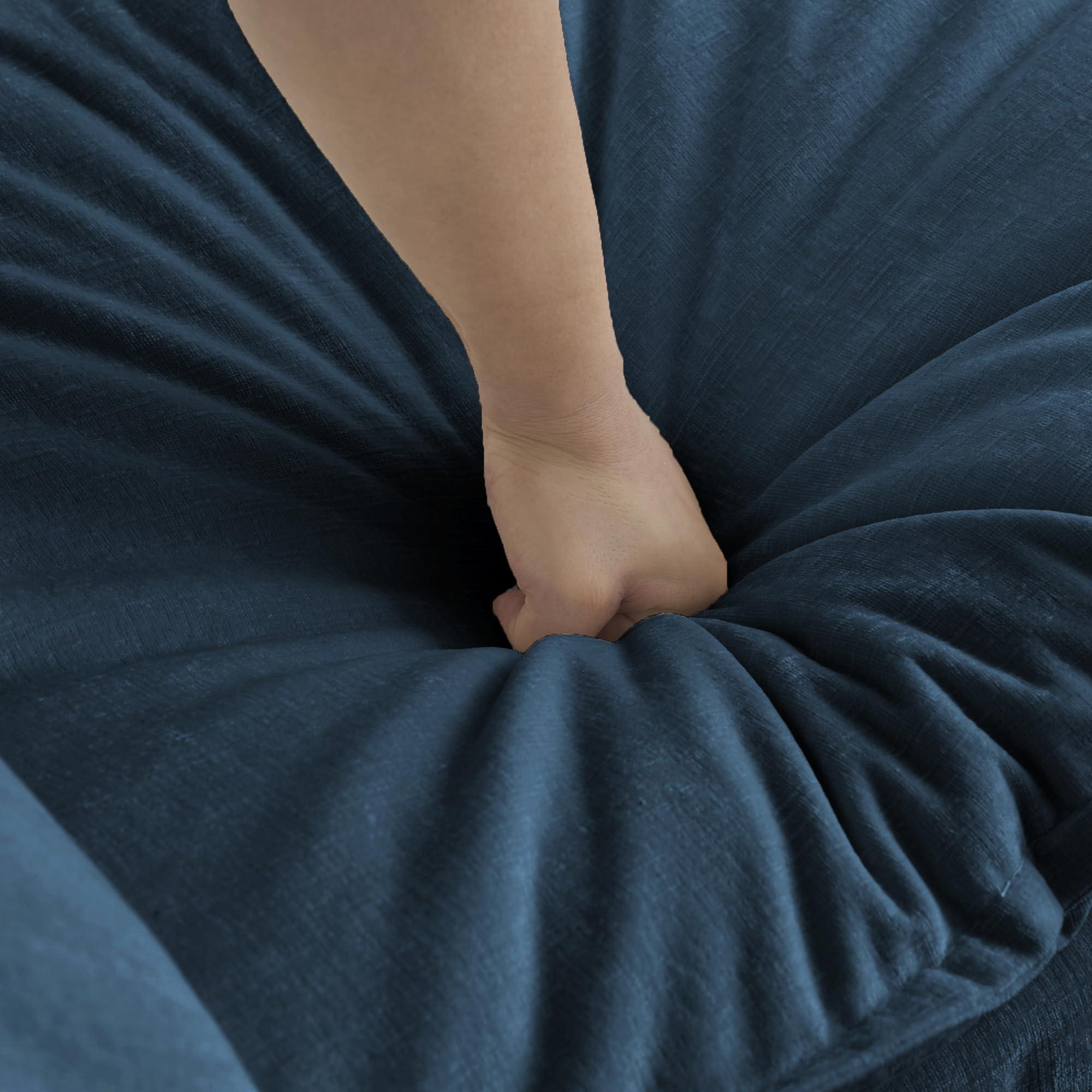 SCANORDIC SCANORDIC 76.7" Modular Sectional Sofa, 3 Seater L-Shaped Sectional with Ottoman and Pillows, Modern Minimalist Soft Sofa & Couch for Living Room,Blue