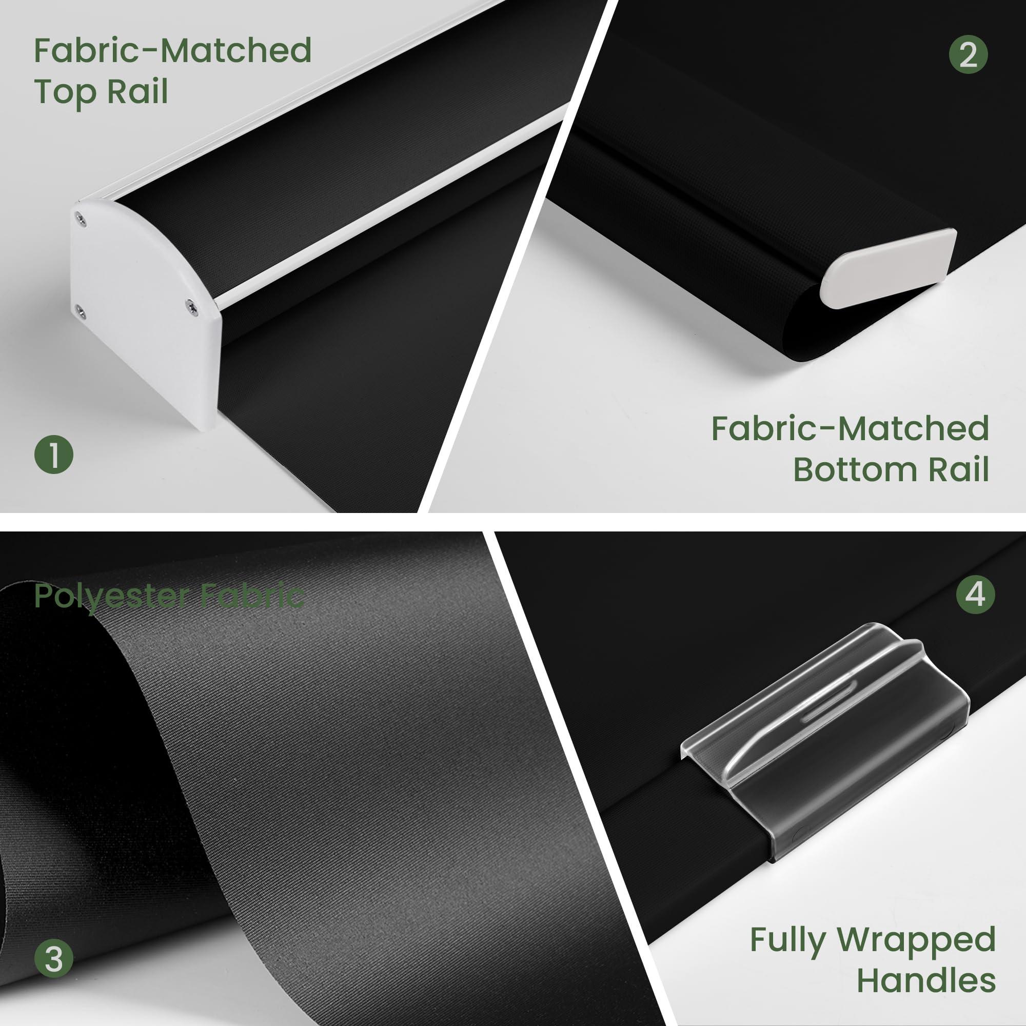 HOTSOON HOTSOON Blackout Roller Window Shades Cordless Simple Style Roller Shades Spring System Cassette Valance Roll Up Blinds for Windows, Door, Black, 56" W x 60" H