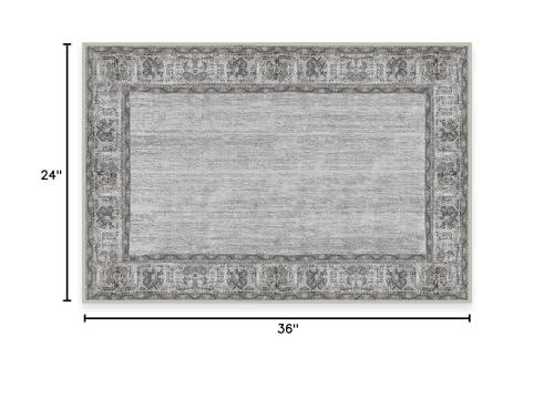 RUGGABLE Ruggable Washable 2x3 Area Rug, Zinnia Grey, Premium Rugs for Living Room, Bedroom, Kitchen, Office, Classroom with Gripper Non Slip Pad