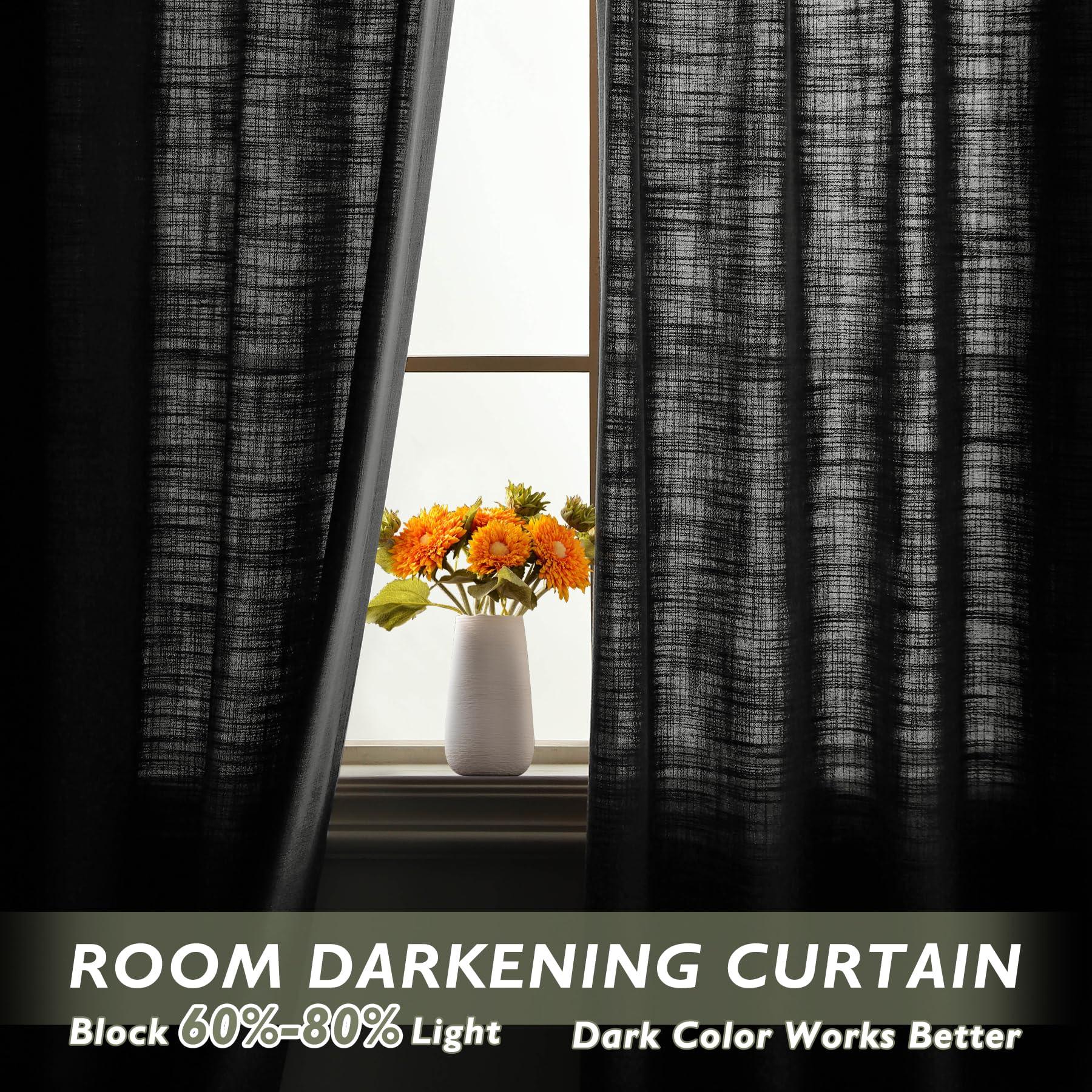 Fcosie Fcosie Dark Grey Natural Linen Extra Long Curtain with Grommets Top, Floor to Ceiling Curtains 108 Inches Long for 2 Story House, Tall Window, High Ceiling, 1 Panel, 100" Width by 108" Length