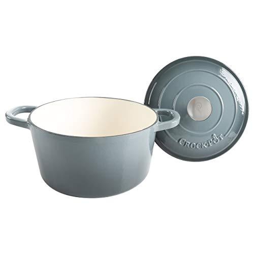 Crock-Pot Crock Pot Artisan 5 Quart Enameled Cast Iron Round Dutch Oven, Slate Gray