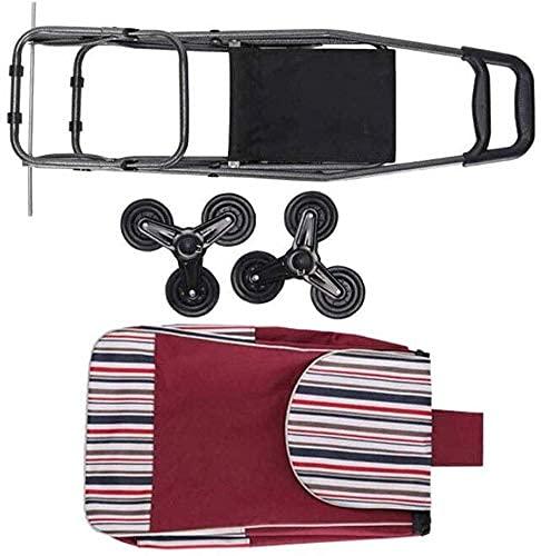 Pimex Trolley Multi-Function Shopping Cart Trolley on 6 Wheels Portable Aluminum Alloy Folding Elderly Supermarket Trolley with Seat Plate Storage Hand Trucks,Blue