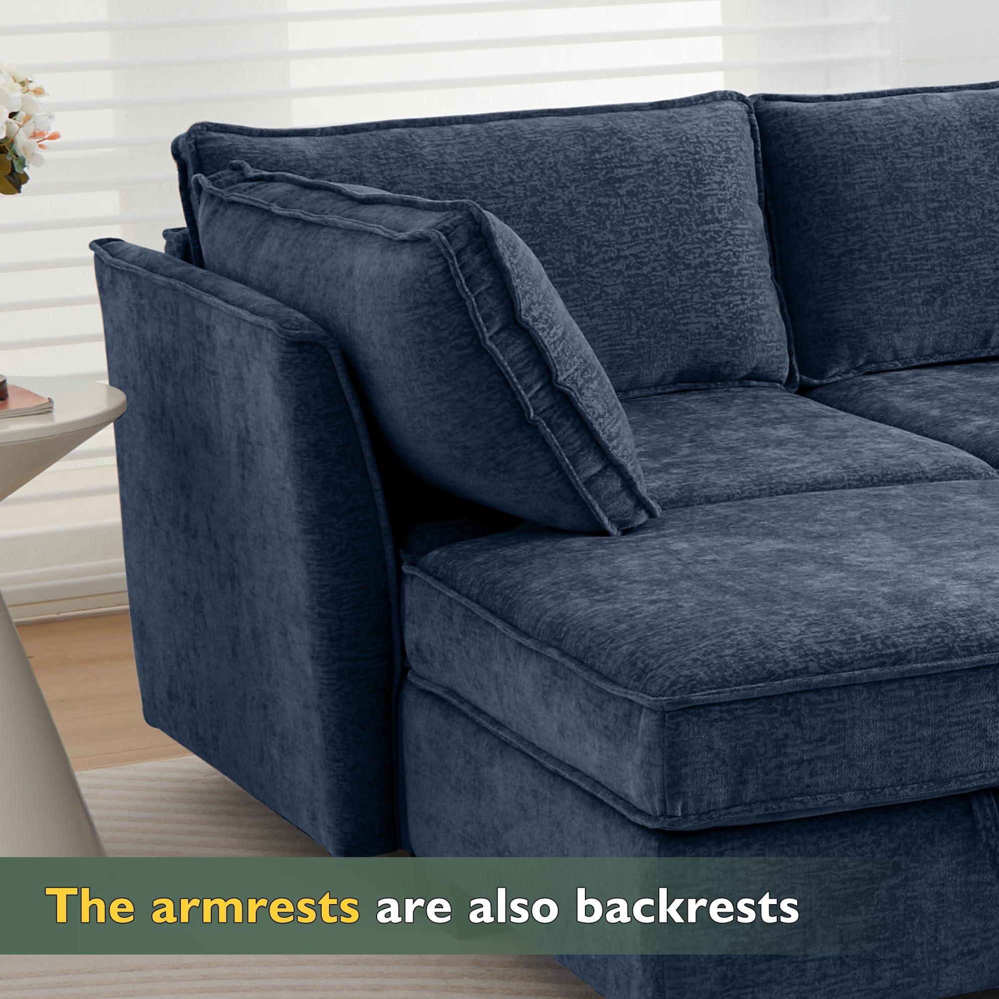 YMXLTD YMXLTD Sectional Couch with Storage, Modular Sectional Sleeper Sofa Cama Moderno Sets for Home Living Room, Lounge Sofa Couch Sectional Convertible for Bedroom, Office - Cloud Couch/Navy Blue Couch