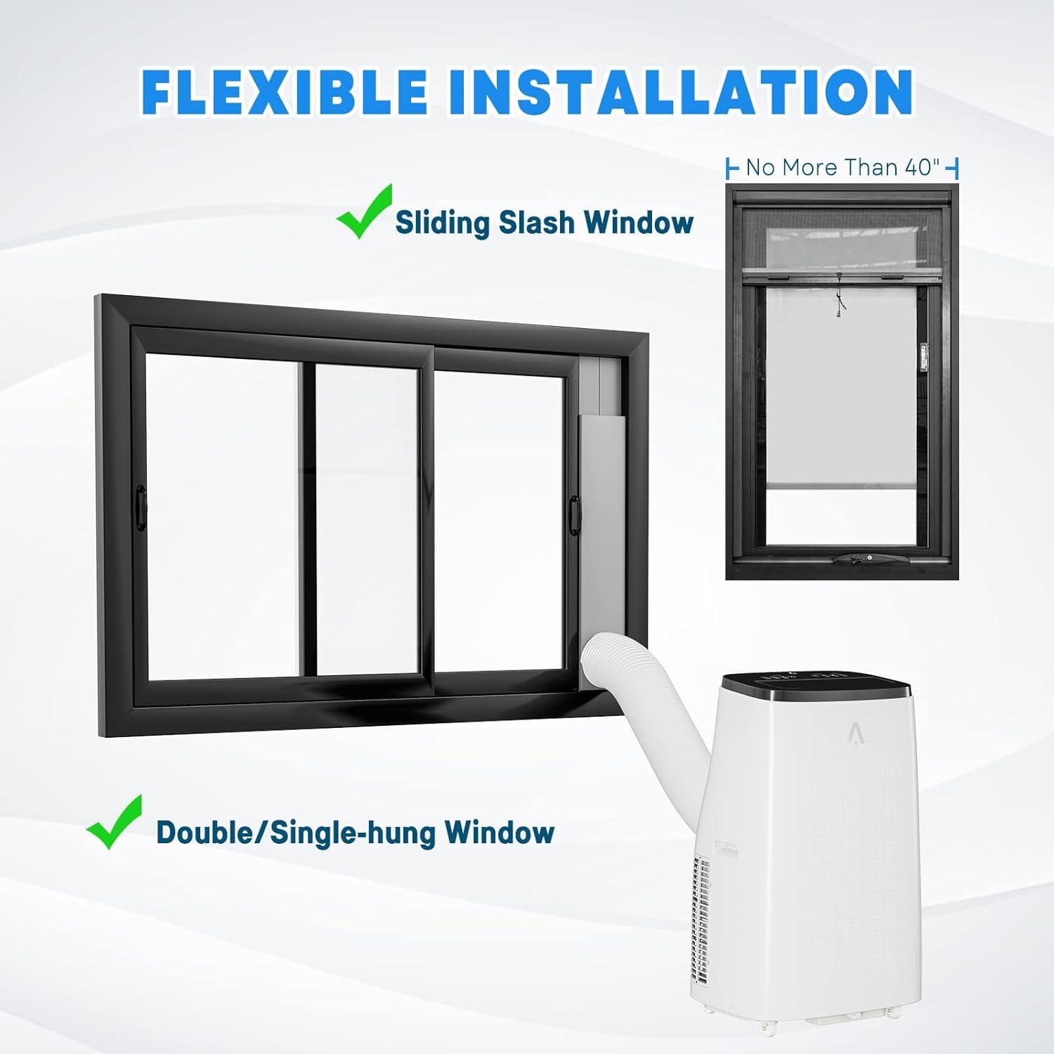 JustSmart JustSmart 14000Btus Portable Air Conditioner with Cooling, Dehumidifier, Fan 3-in-1 Room Air Conditioner, 24-Hour Timer, 3 Air Speeds, Sleep Mode, Cools up to 750 Sq. Ft. for Home Office Garage