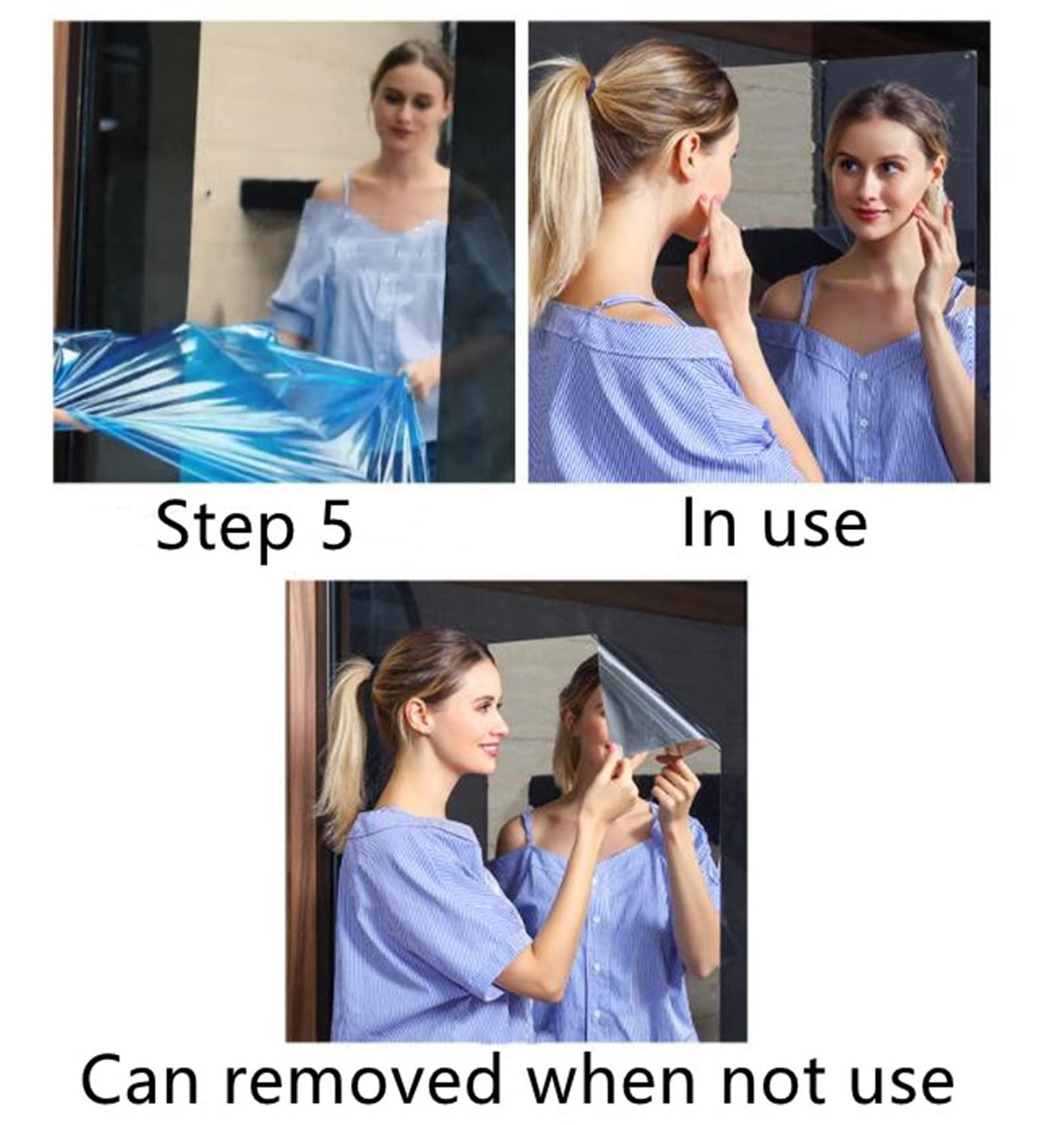 Onecen Flexible Mirror Sheets,19.7x59in Mirror Paper Self Adhesive Roll Stickers Non Glass Self Adhesive Mirror Tiles Self Adhesive Sheets,Great for Craft Home Wall Decor (Silver 19.7 * 59inches)