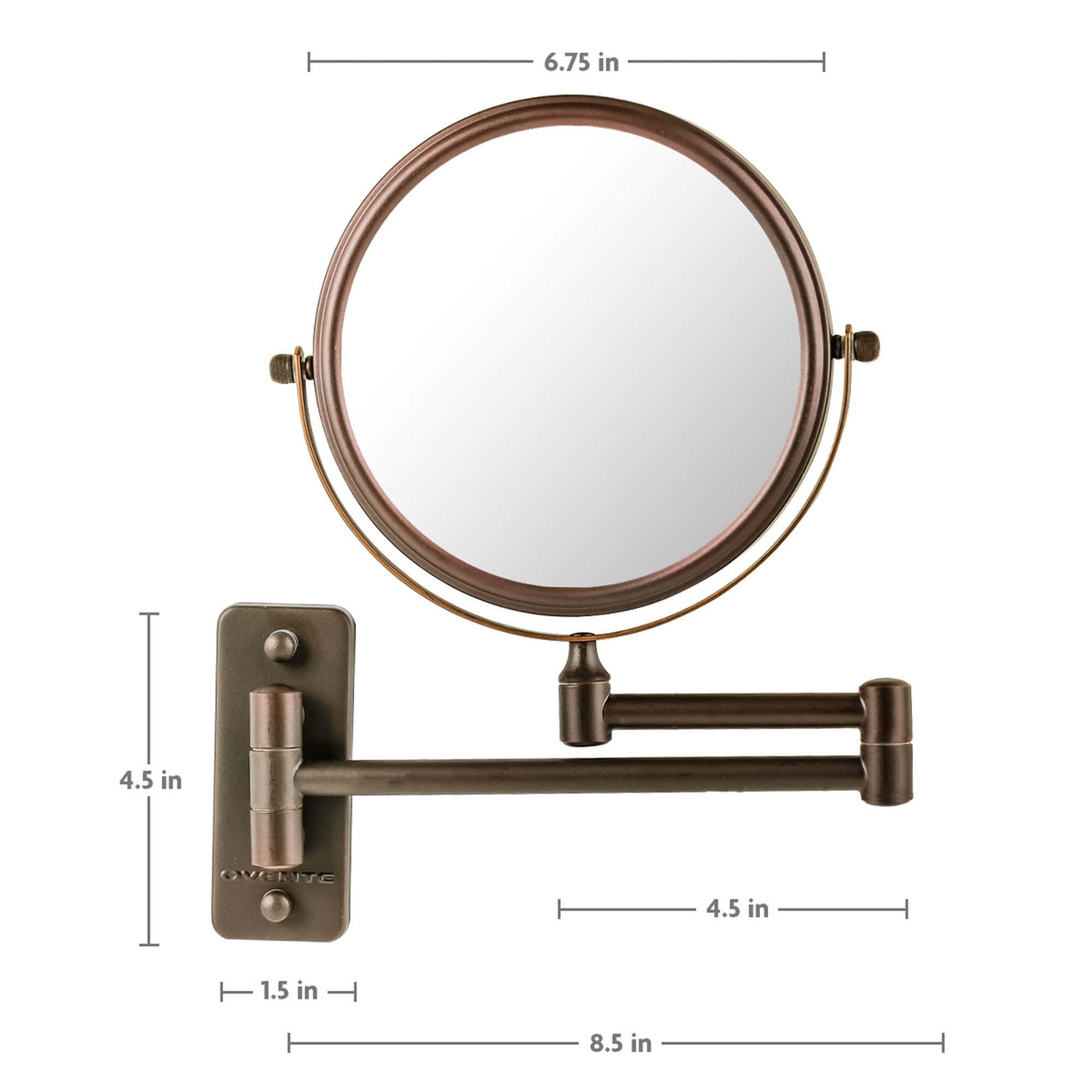 OVENTE Ovente 7\" Wall Mounted Makeup Mirror with 1X/7X Magnification, Double Sided Magnifying Round Bathroom Vanity Mirror, 360 Swivel Design, Extendable and Folding Arm, Antique Bronze MNLFW70ABZ1X7X