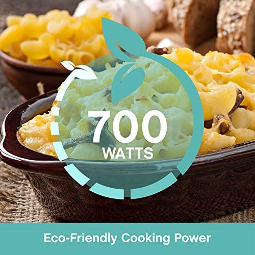 West Bend West Bend WBMW71W Microwave Oven 700-Watts Compact with 6 Pre Cooking Settings, Speed Defrost, Electronic Control Panel and Glass Turntable, White