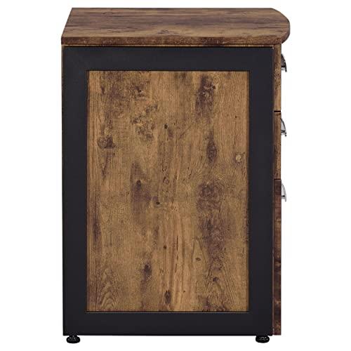 Coaster Home Furnishings Coaster Furniture Estrella 3-Drawer File Cabinet Antique Nutmeg and Gunmetal 800656