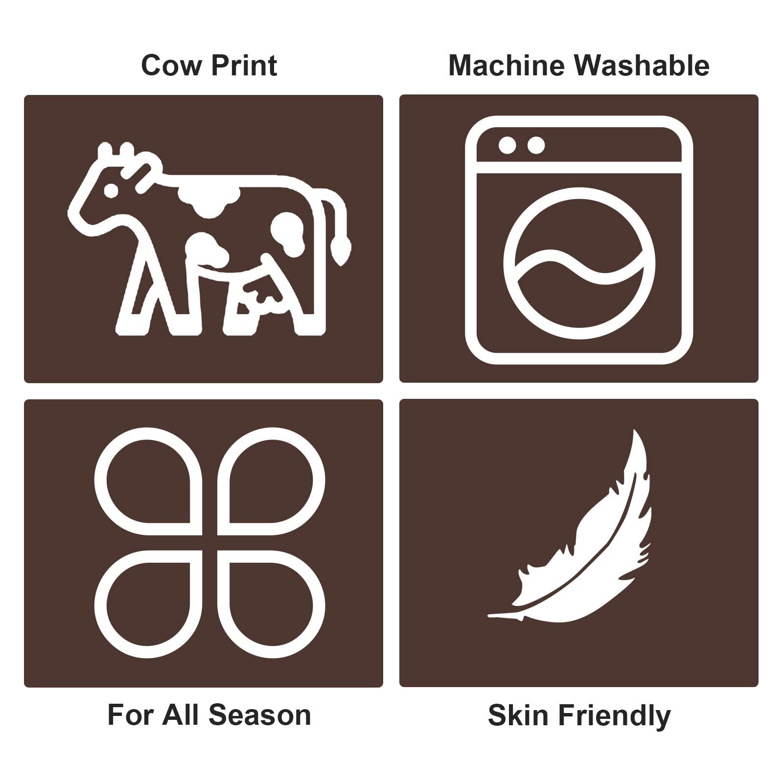 Edenleaf Soft Cow Print Blanket, Ultra Cozy Cow Throw Blanket for Couch Bed and Travel, Cow Decor Throw Blankets for All Seasons 50\"x60\"