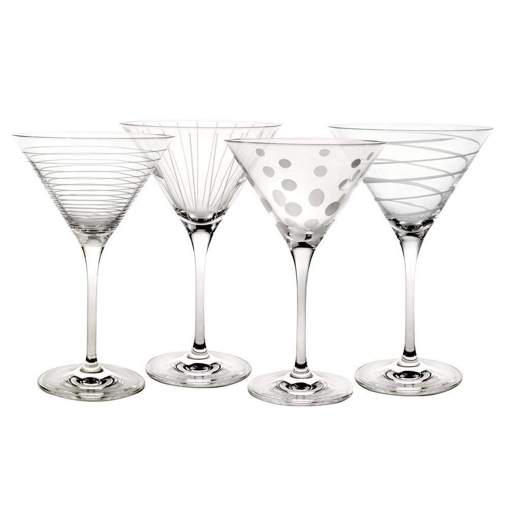 Mikasa Mikasa Cheers Wine Glasses and Martini Glasses, Set of 8, Whimsical Etched Glassware