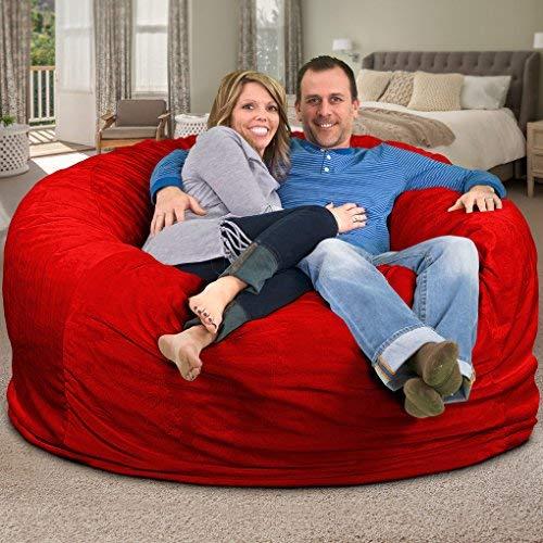 ULTIMATE SACK ULTIMATE SACK 6000 (6 ft.) Bean Bag Chair Cover in Multiple Colors: Cover ONLY. (6000, Red Suede)