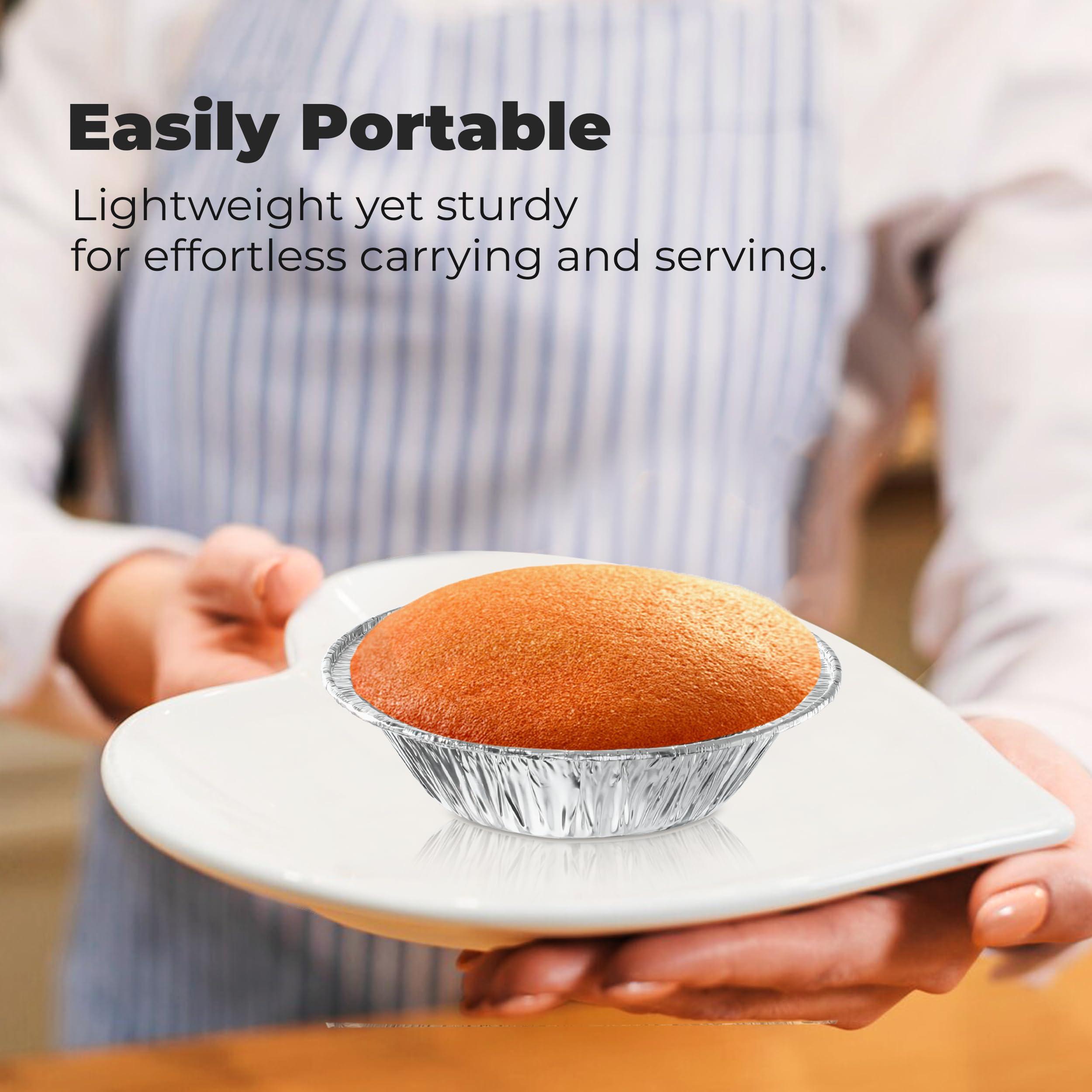 Fit Meal Prep Fit Meal Prep 100 Pack 5 Aluminum Foil Pie Pans, 5 inch Disposable Aluminum Baking Pie Pan, Deep Foil To Go Food Storage Containers Freezer Safe for Catering, Packaging