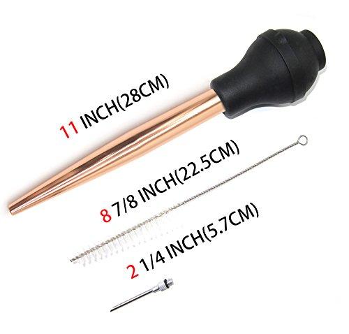 KAYCROWN KAYCROWN Best Utensils Stainless Steel Turkey Baster Commercial Grade Quality FDA Silicone Bulb Including Marinade Injector Needle and Brush for Easy Clean Up, Rose Gold