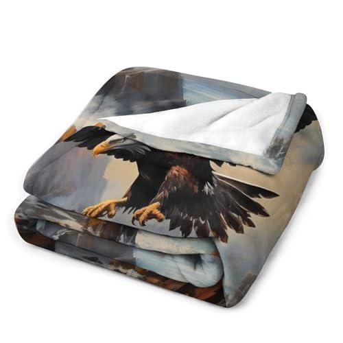 hRcstcS Bald Eagle Blanket Soft Fleece Throw Blanket Lightweight Plush Blanket Couch Throw Warm Blankets for Women Men 30\"*40\"76 * 100cm