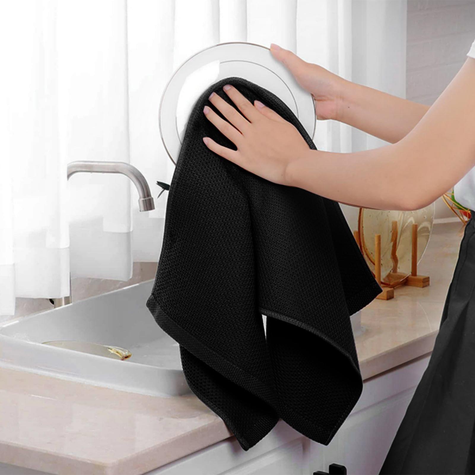 Generic Kitchen Dish Towels, Absorbent Cotton Dish Drying Towels, Multipurpose Kitchen Towel Set, Soft Washcloths for Kitchen Utensils, for Drying Dishes, Cleaning Surfaces, and Everyday Use