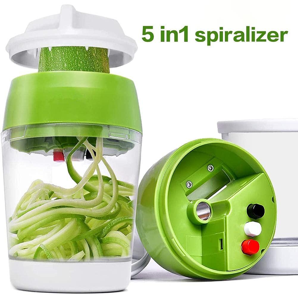 TOPINCN Handheld Spiralizer 3 in 1 Vegetable Slicer, Veggie Spiral Cutter Zucchini Spaghetti Maker Zoodle Maker Adjustable Spiral Slicer for Low Carb Vegan Meals (17/9/9)
