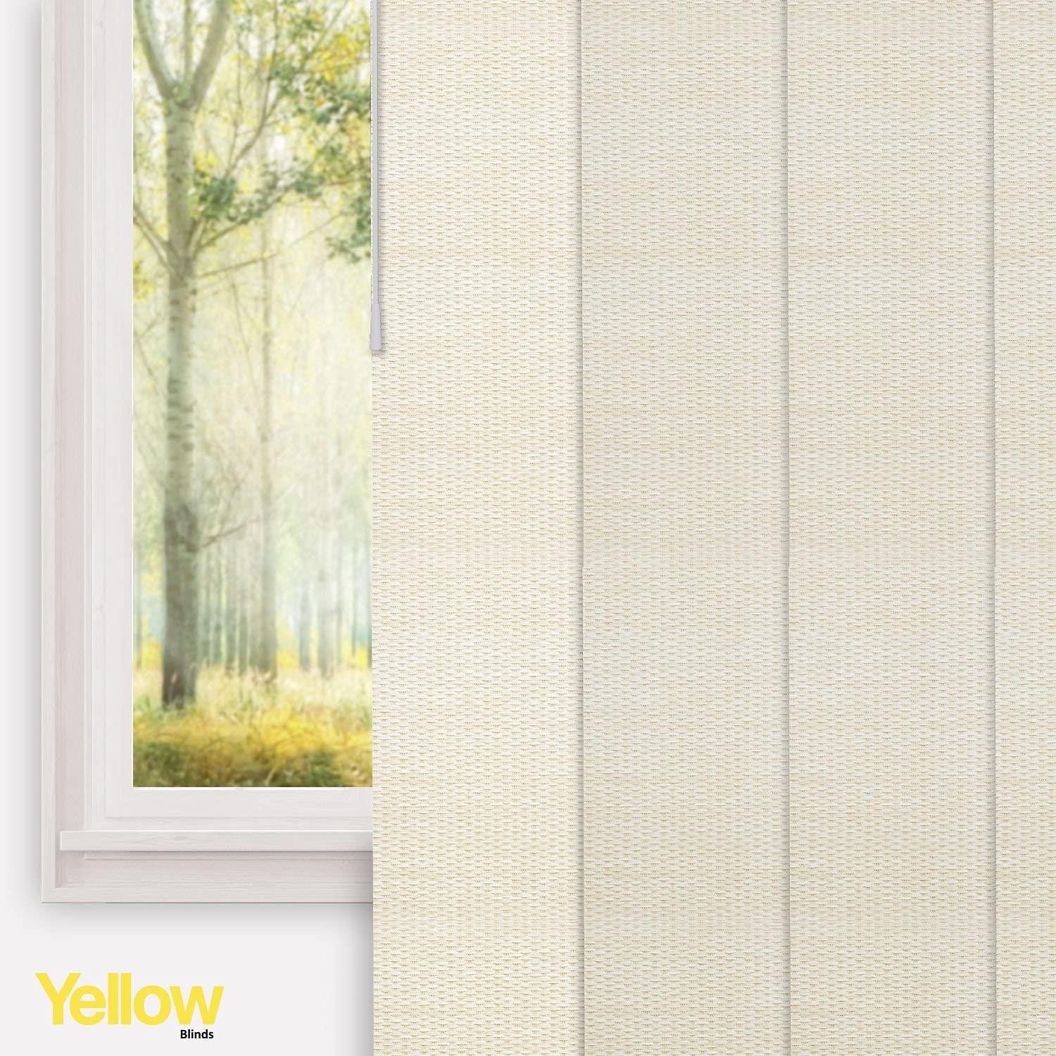 YELLOW BLINDS Adjustable Panel Track Blinds for Sliding Glass Door, 46"-86" W x 0-96" H, Trimmable Vertical Blinds for Patio Doors, Open Spaces and Room Dividers, Light Filtering, Wilshire Beige, by YELLOW BLINDS
