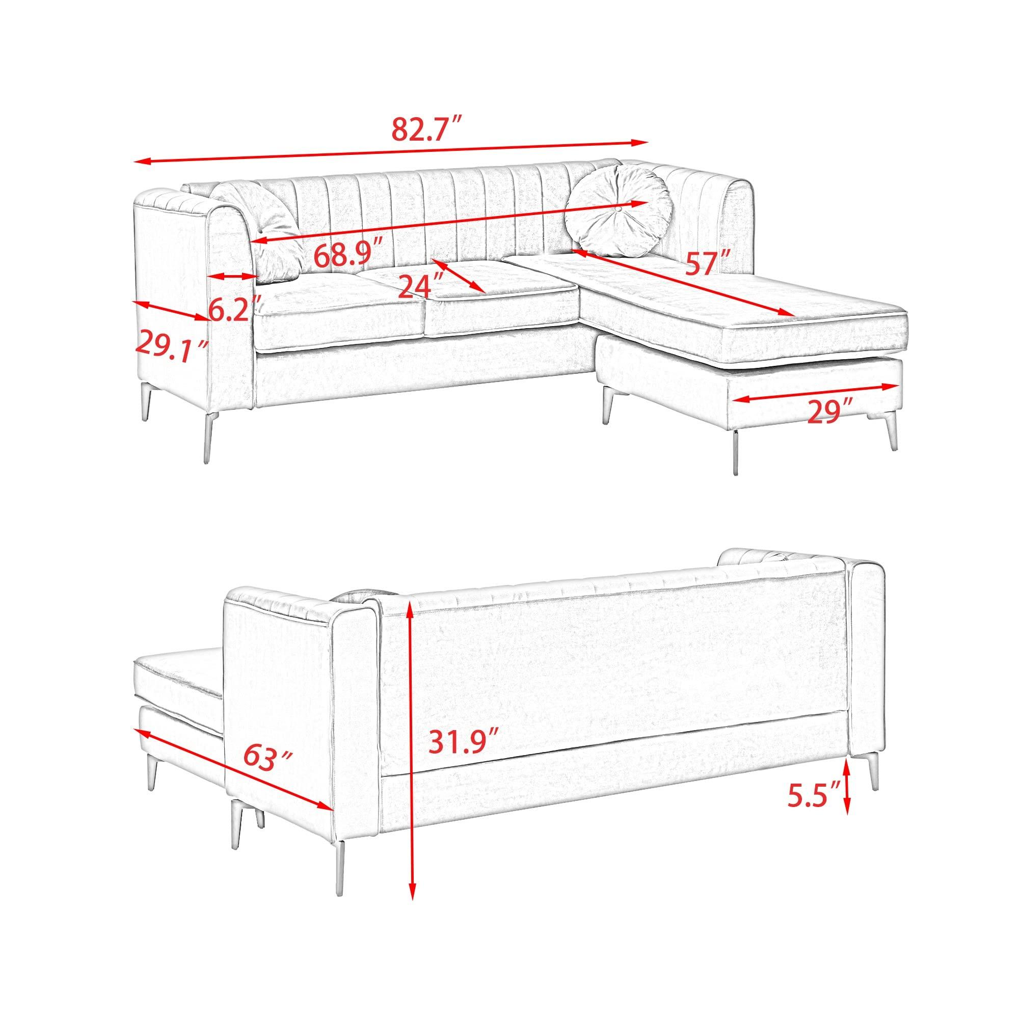 ViolaDresses ViolaDresses Velvet Corner Living Room Sofa Green