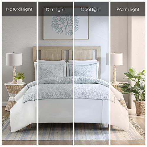 Harbor House Harbor House 100% Cotton Duvet Cover, Embroidered Coastal Seashells, Starfish Duvet Cover Set – Light Weight Bed Comforter Covers, Maya Bay White Blue King/Cal King (106"x90") 3 Piece