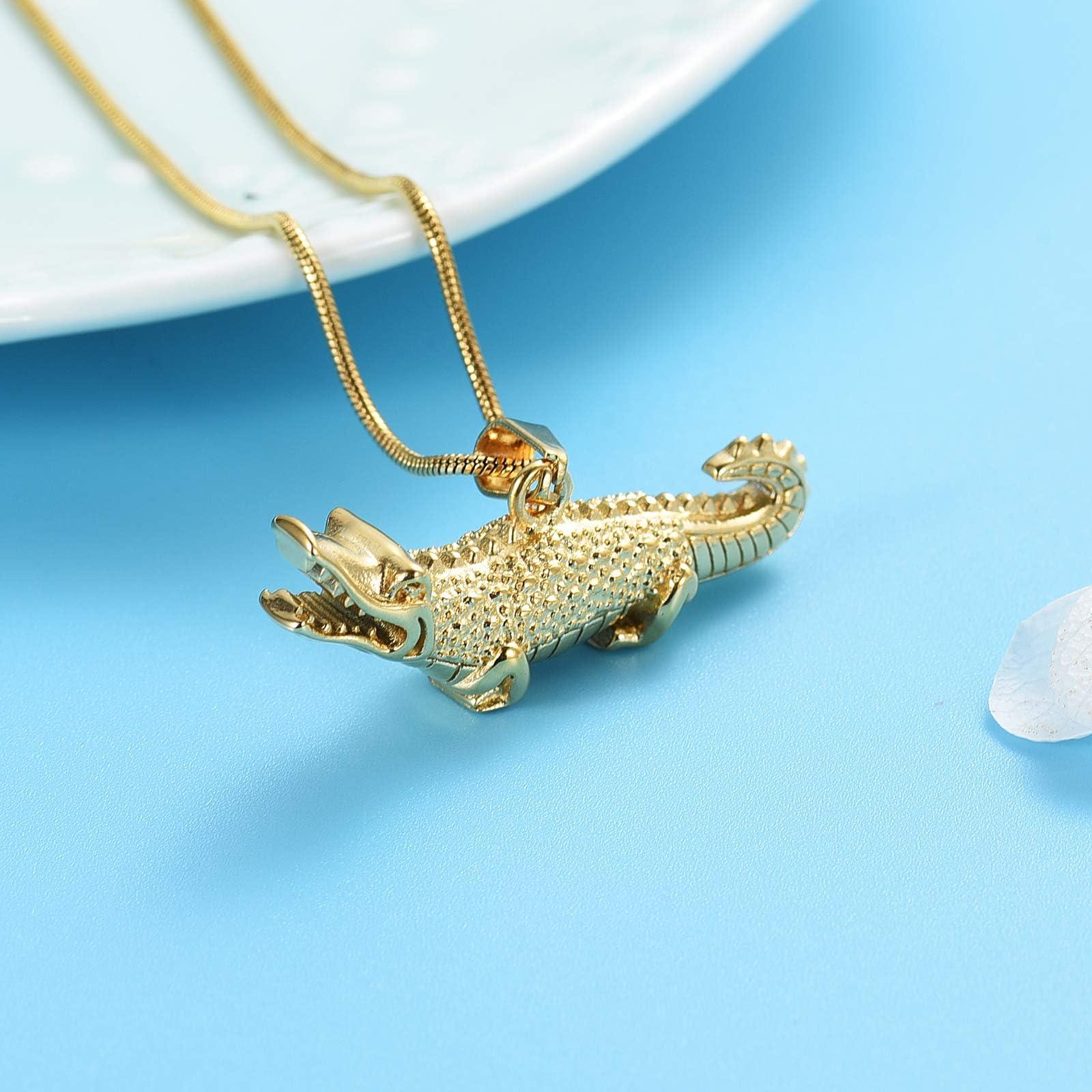 QGJNSGC QGJNSGC Crocodile Cremation Urn Necklaces for Ashes Stainless Steel Urns Necklace Keepsake Longevity wisdom Memorial Cremation Jewelry for Ashes for Men Women Gifts