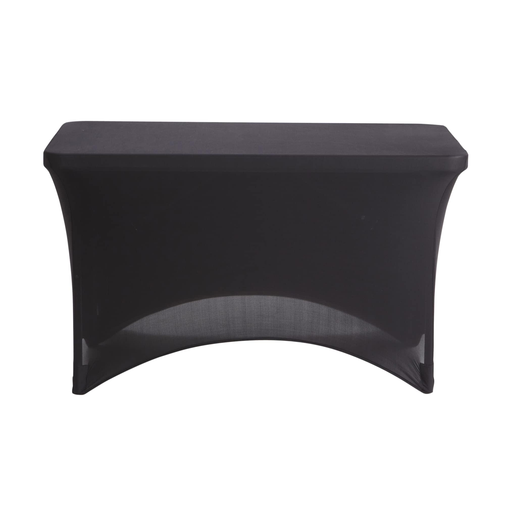 Iceberg Iceberg iGear Stretch Fabric Table Cover, Fits 4\' Table, Polyester/Spandex, Black, 24\" W x 48\" L