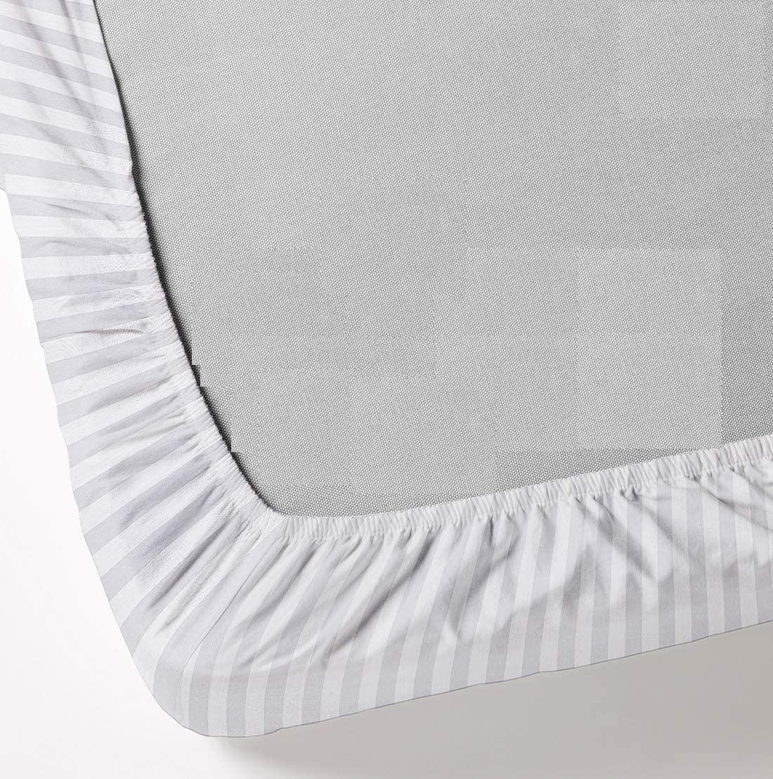 HOME STUFFS Sheet Set Twin-XL-39X80 Bed Sheet Set White Stripe 24 inch Deep Pocket 4 Piece Bed Sheet Set- Fitted Sheet, Flat Sheet & Pillow Luxurious Bedding Set