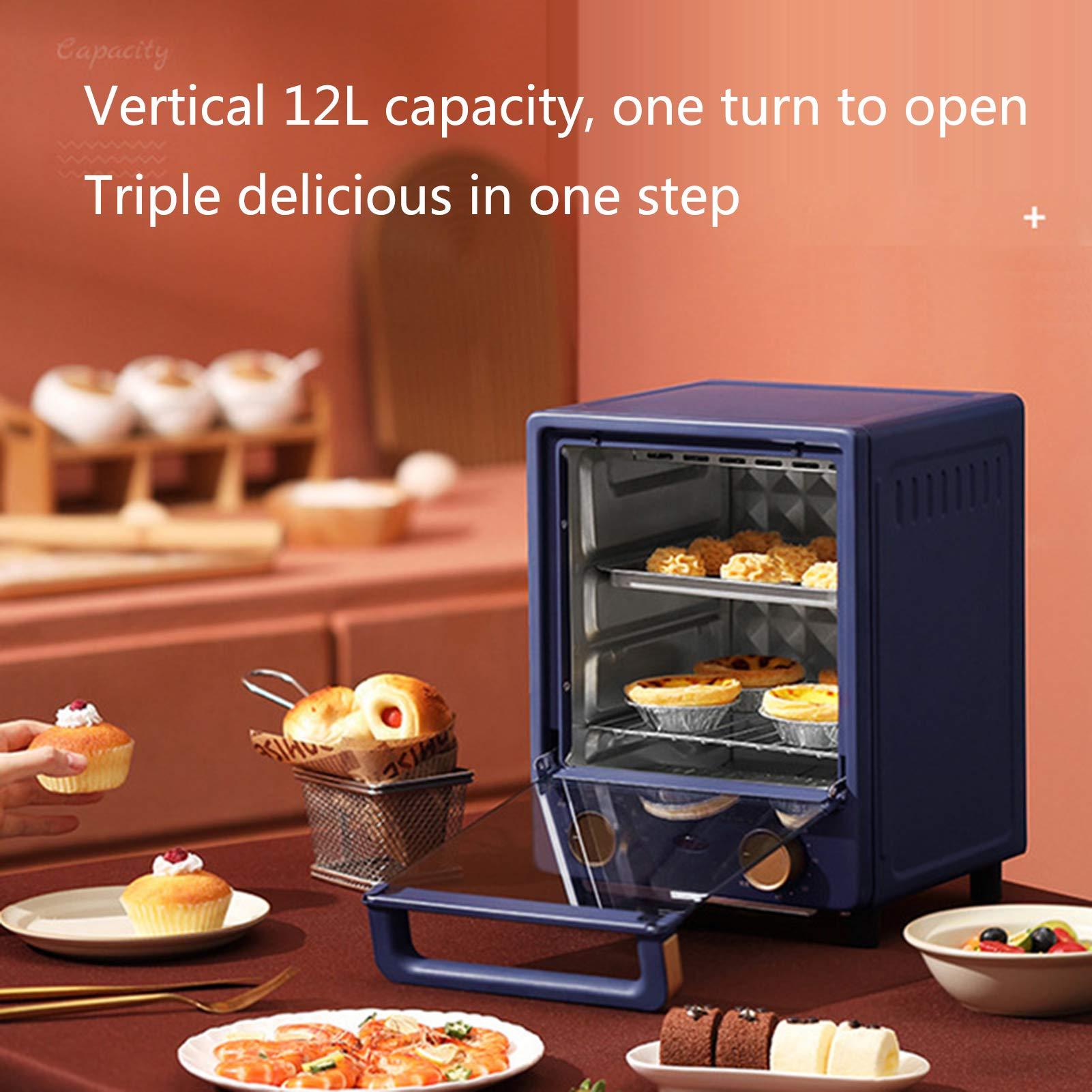 NEWCES Electric Oven 12L Vertical Multi-Function Household Mini Oven Toaster Mirror Glass Insulation Explosion-Proof for Baking Cake Pizza
